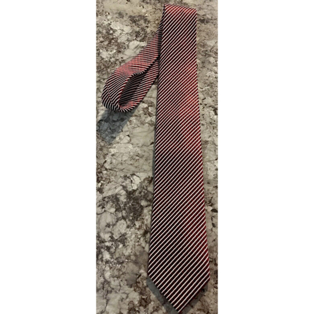 Donald J Trump Red White Candy Striped Tie Signature Collection 100% Silk 60”